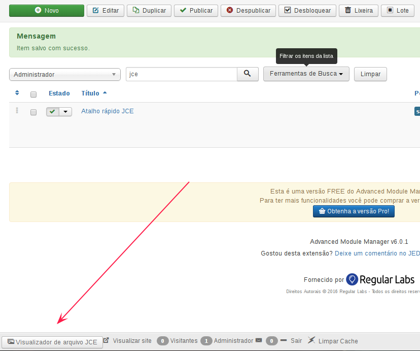 jce media browser quick link module